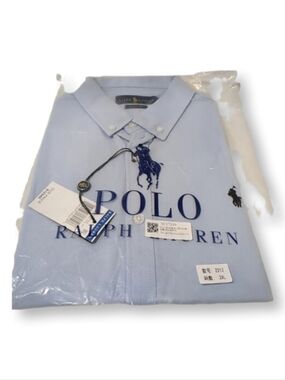 Polo by Ralph Lauren Men's Light Blue Logo Button-Down Shirt